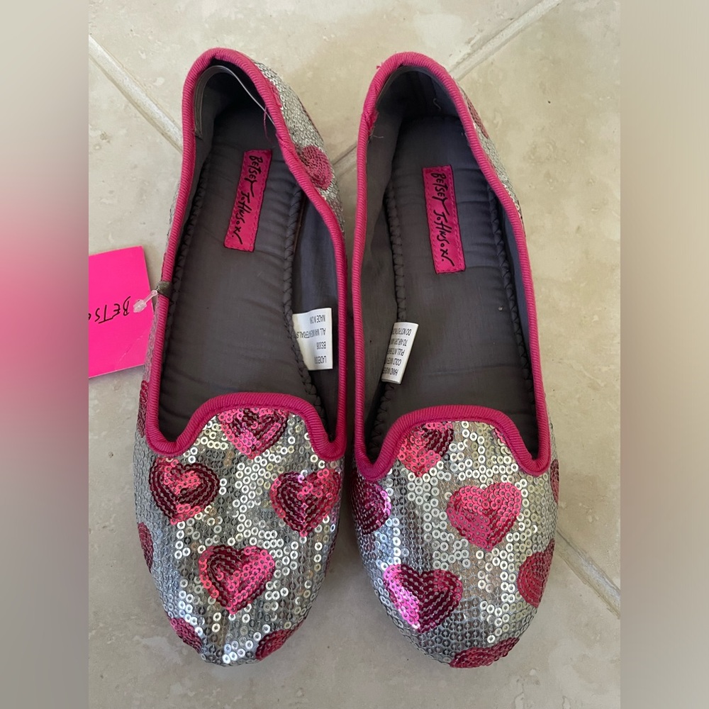 Betsey Johnson Heart Sequin flats